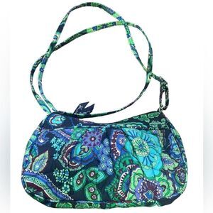 Vera Bradley Blue Rhapsody Amy Navy Green Purple Paisley Quilted Cotton Bag